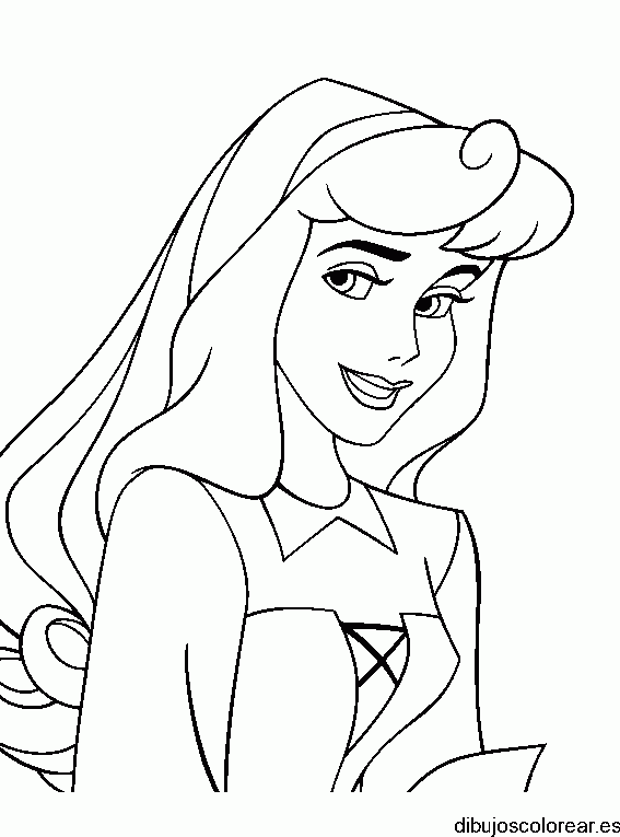 Dibujo de la princesa Aurora sonriendo para colorear