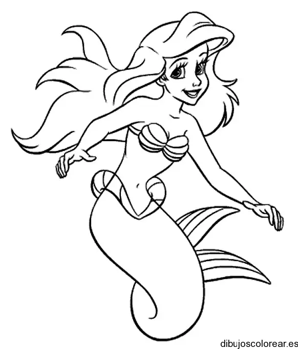 Dibujo de la sirena Ariel para colorear