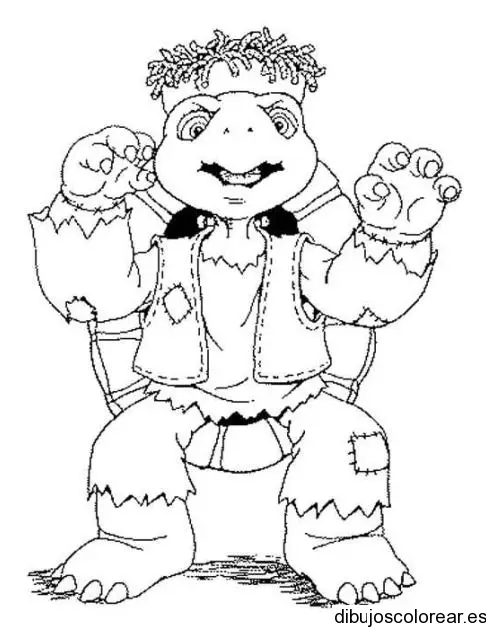 Dibujo de la tortuga Franklin con chaleco para colorear