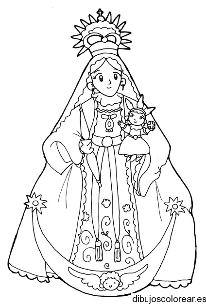 Dibujo de la Virgen y el niño Jesús para colorear