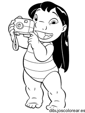 Dibujo de Lilo con una cámara para colorear