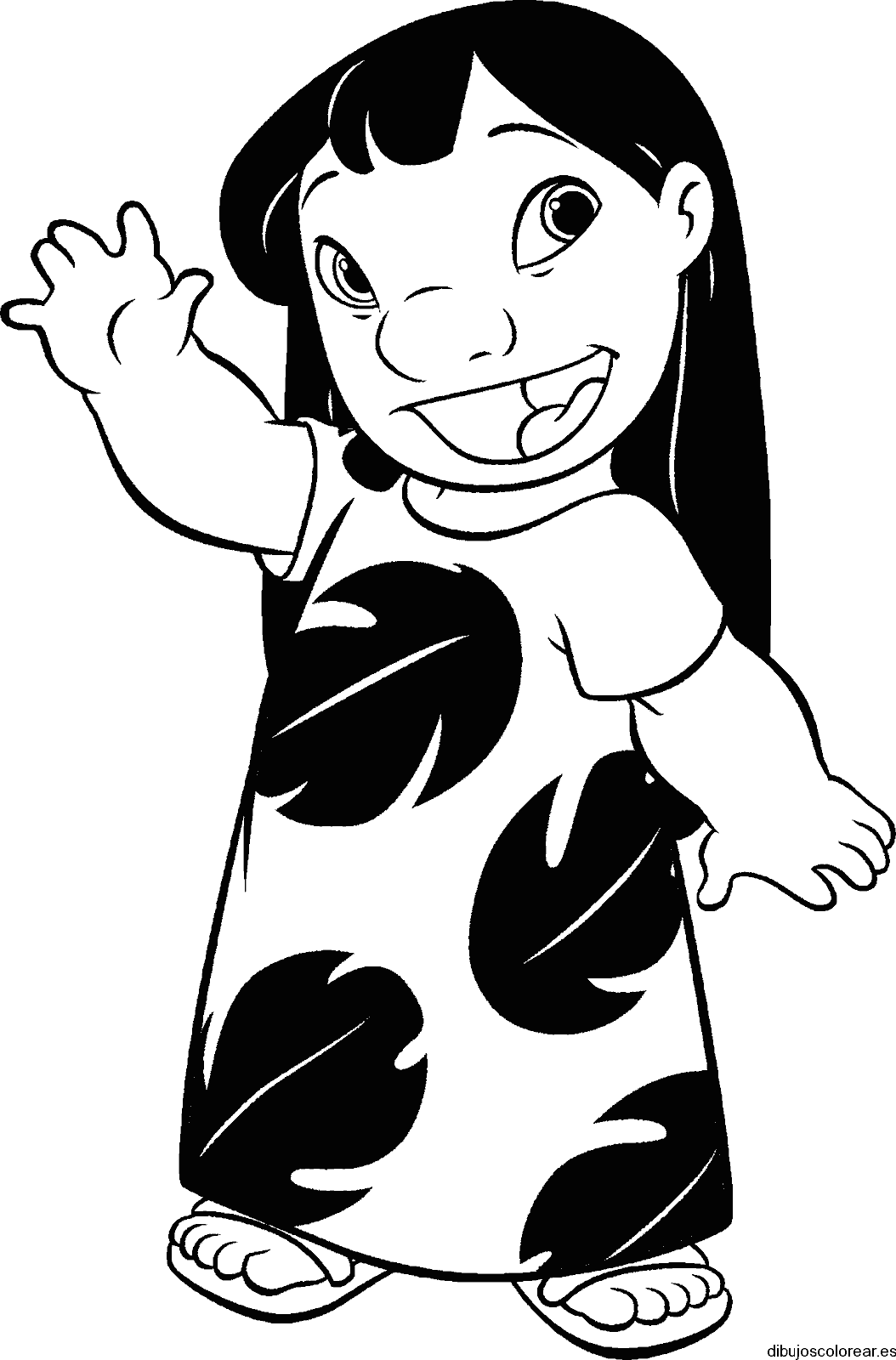 Dibujo de Lilo con vestido largo para colorear