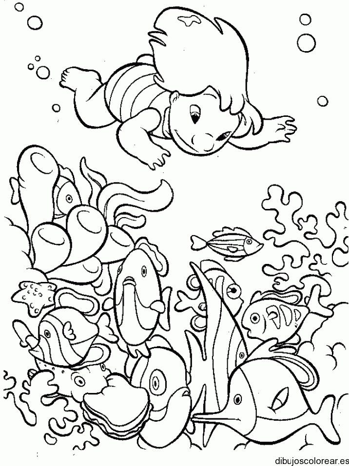 Dibujo de Lilo nadando para colorear