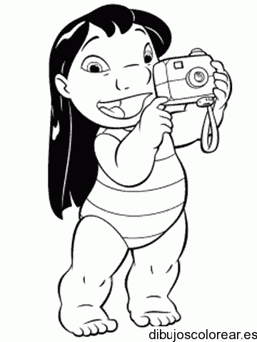 Dibujo de Lilo tomando fotografias para colorear