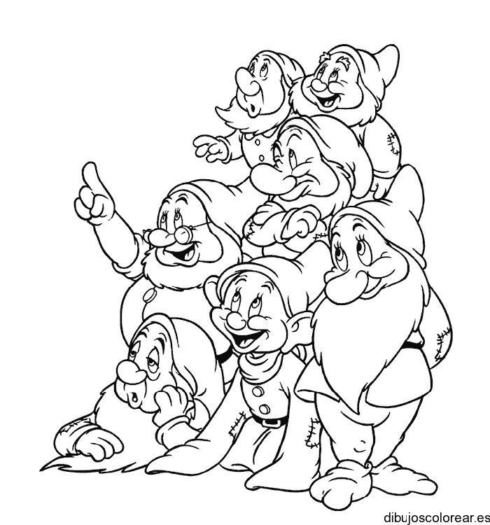 Dibujo de los 7 enanitos para colorear