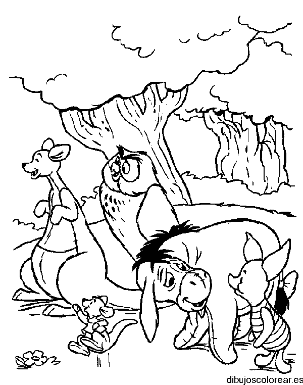 Dibujo de los amigos de Winnie Poh para colorear
