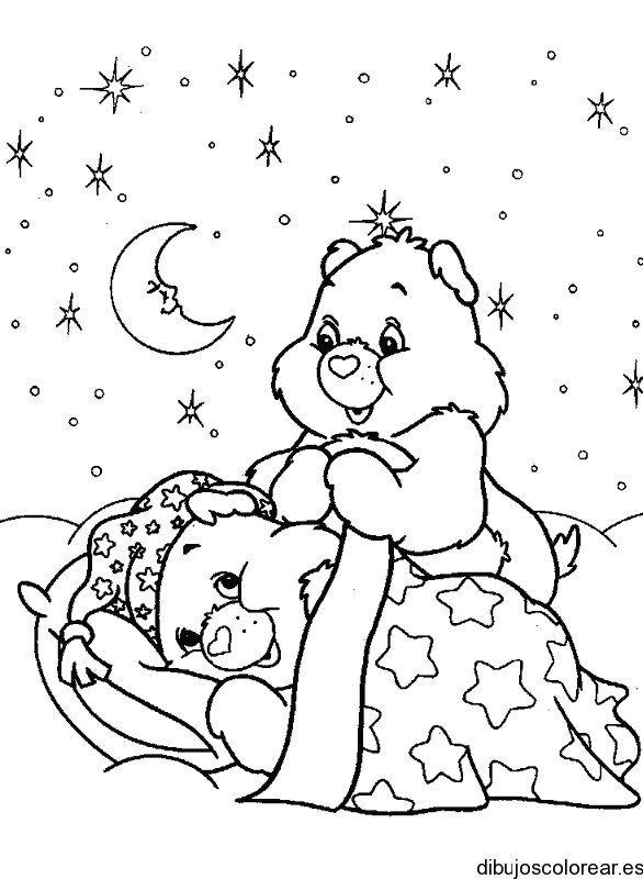 Dibujo de Los Ositos Cariñosos a dormir para colorear