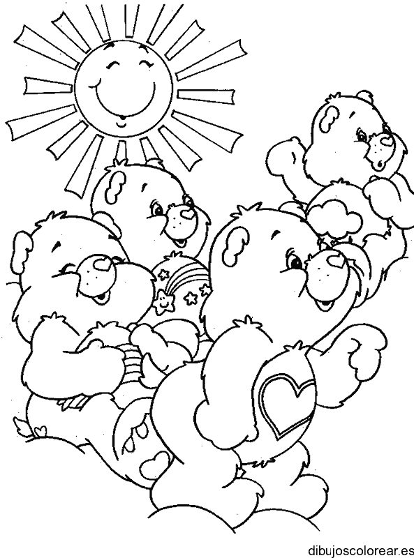 Dibujo de los osos cariñosos y el sol para colorear