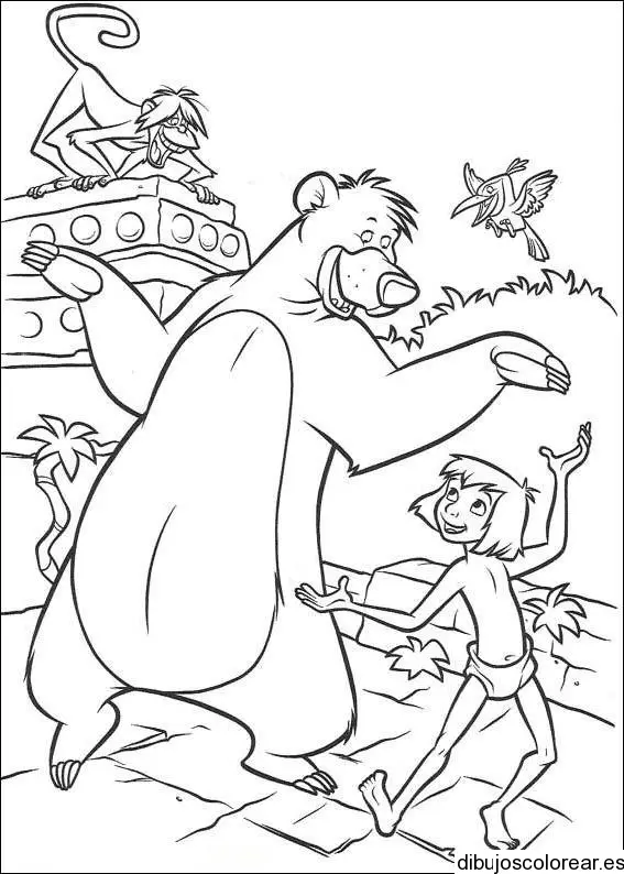 Dibujo de los personajes del Libro de la selva para colorear