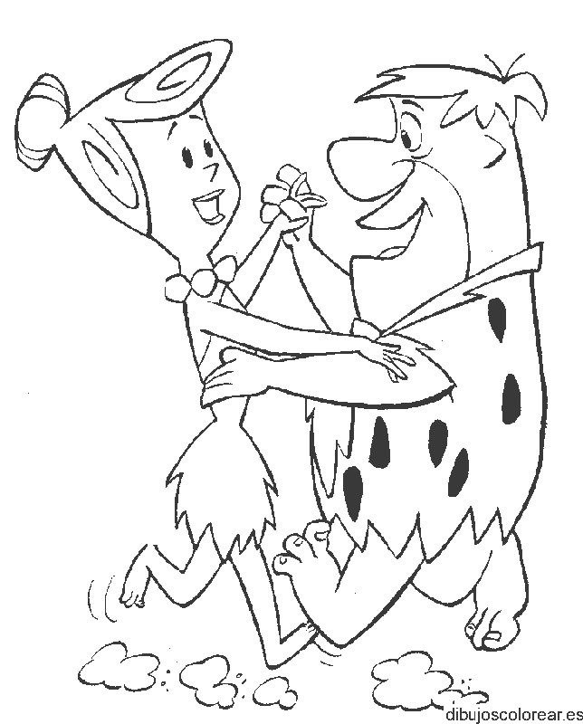 Dibujo de Los Picapiedra bailando para colorear