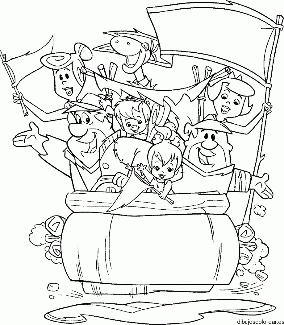 Dibujo de los Picapiedra que van de paseo para colorear