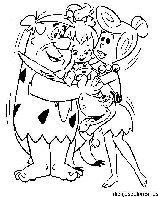 Dibujo de los Picapiedra y Peebles para colorear