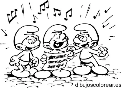 Dibujo de los pitufos cantando para colorear