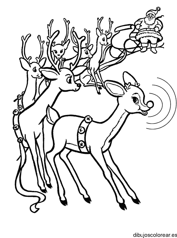Dibujo de los renos de Santa Claus para colorear