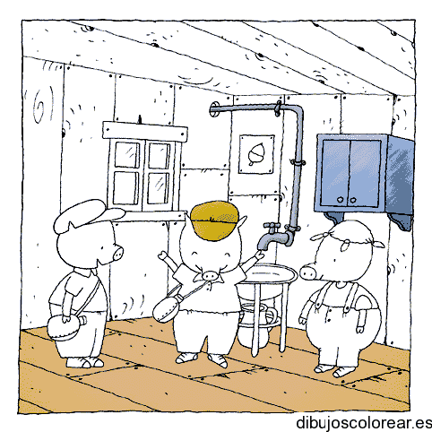 Dibujo de los tres cerditos para colorear