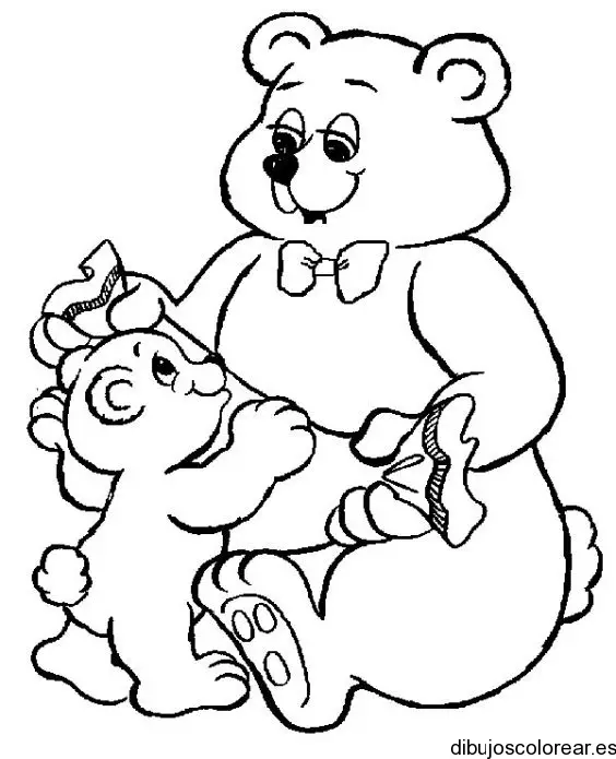 Dibujo de mamá oso y su pequeño oso para colorear