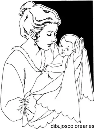 Dibujo de mamá y un niño para colorear