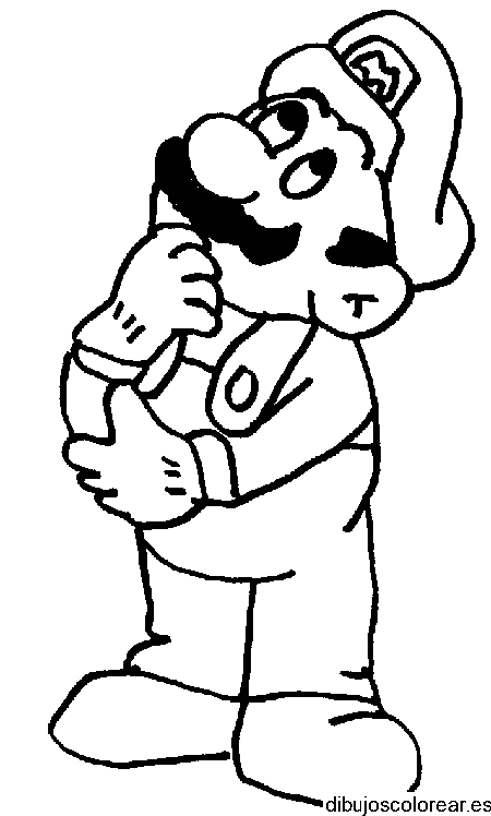 Dibujo de Mario Bros pensando para colorear