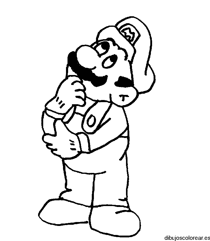 Dibujo de Mario Bros pensativo para colorear