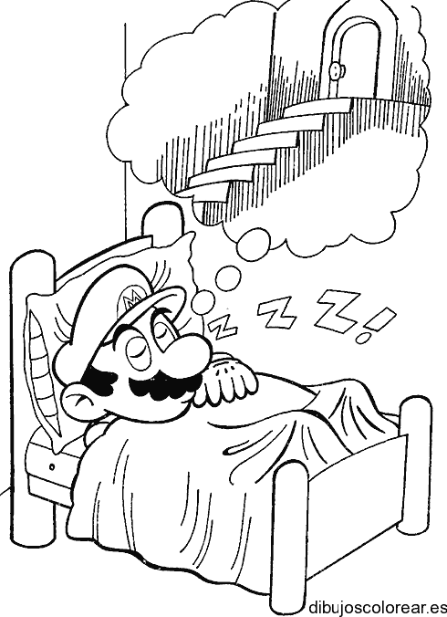 Dibujo de Mario Bros soñando para colorear