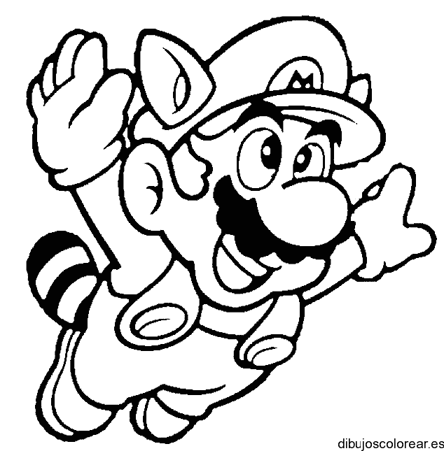 Dibujo de Mario Bros volando para colorear