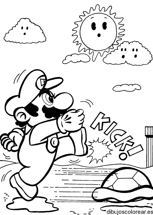 Dibujo de Mario Bros y una tortuga para colorear