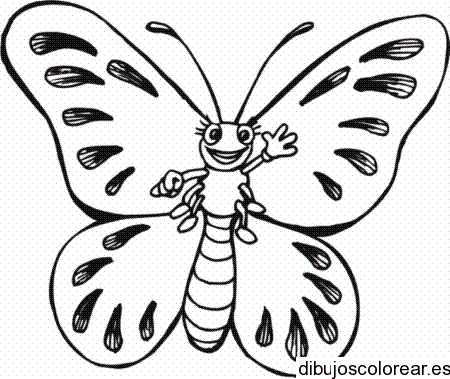 Dibujo de mariposa saludando para colorear