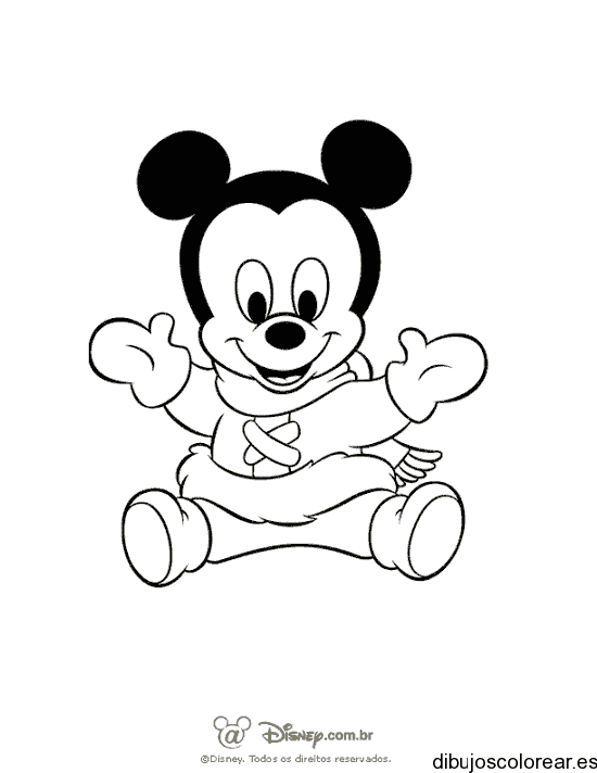 Dibujo de Mickey bebe para colorear