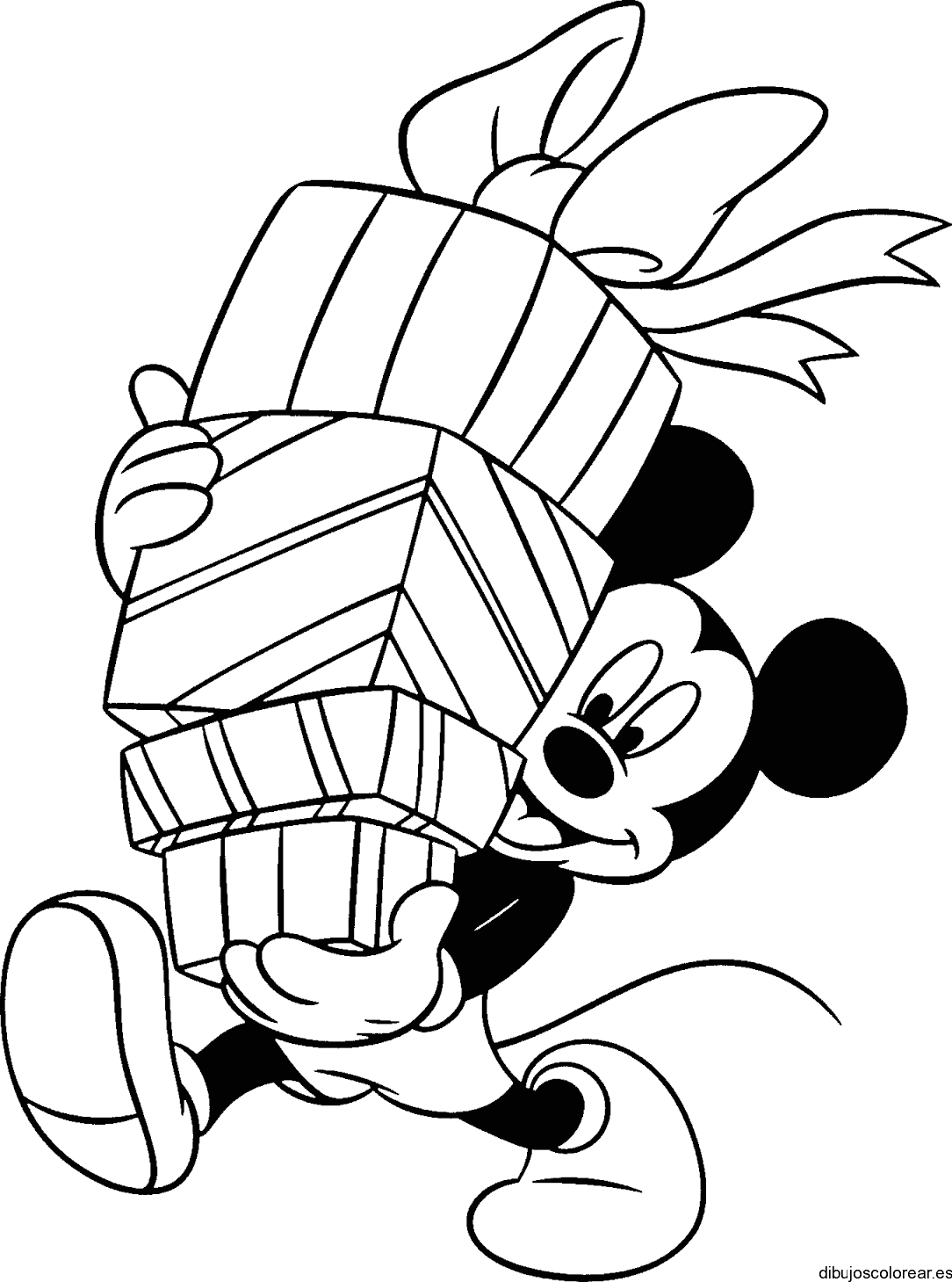Dibujo de Mickey con regalos para colorear