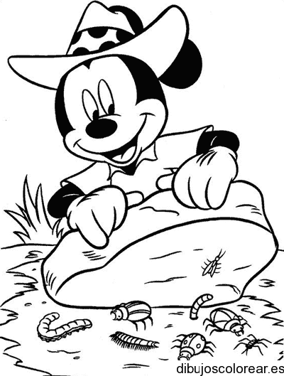 Dibujo de Mickey con sombrero vaquero para colorear