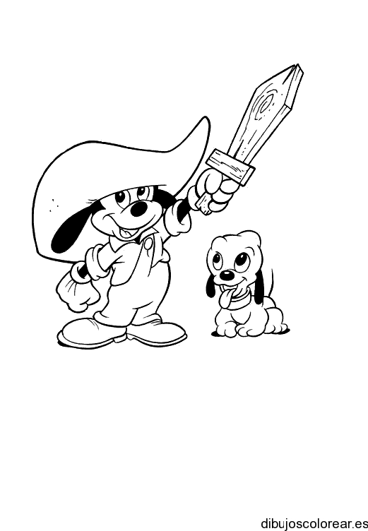 Dibujo de Mickey con sombrero para colorear