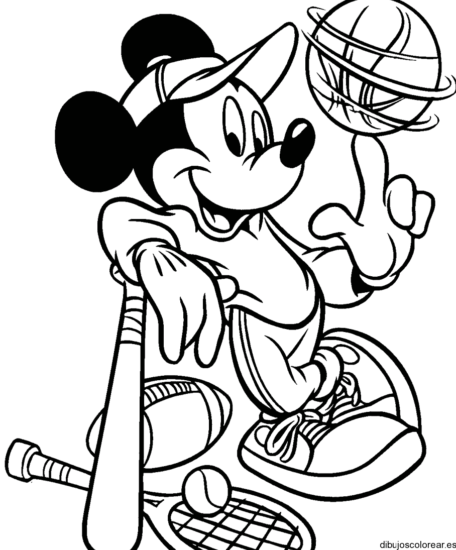 Dibujo de Mickey con un balón para colorear