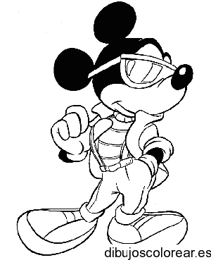 Dibujo de Mickey Mouse con gafas para colorear