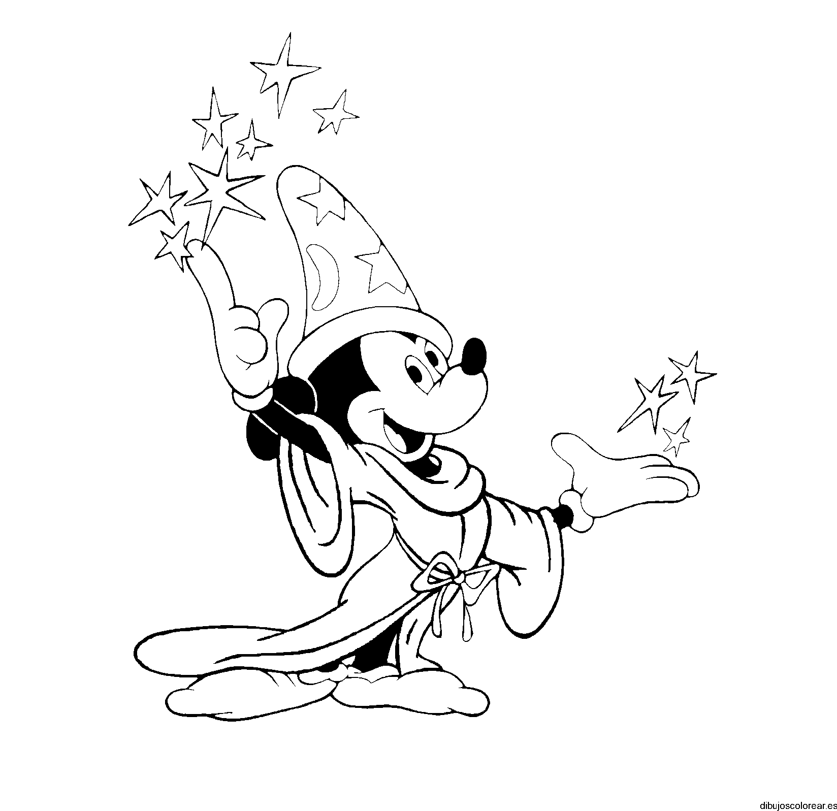 Dibujo de Mickey Mouse de mago para colorear