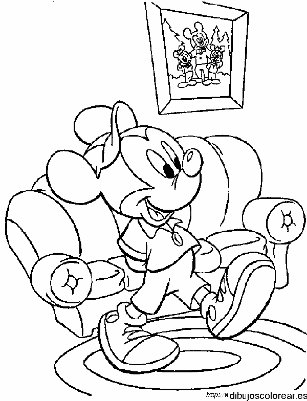Dibujo de Mickey Mouse en casa para colorear