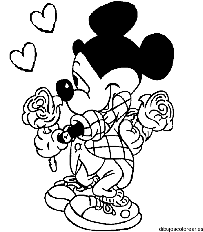 Dibujo de Mickey Mouse enamorado para colorear