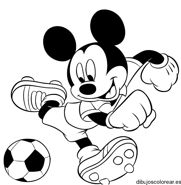 Dibujo de Mickey Mouse futbolista para colorear