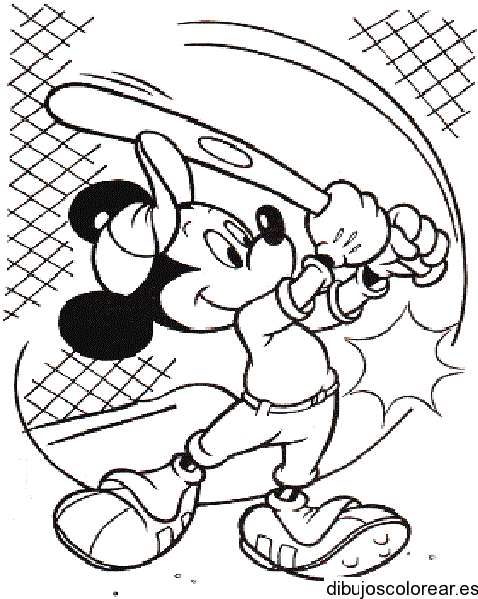 Dibujo de Mickey Mouse jugando baseball para colorear