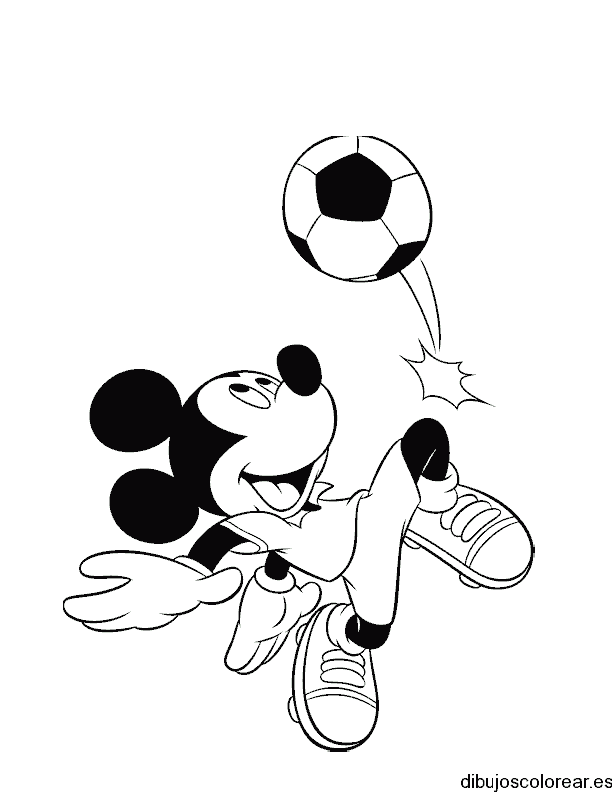 Dibujo de Mickey Mouse jugando pelota para colorear
