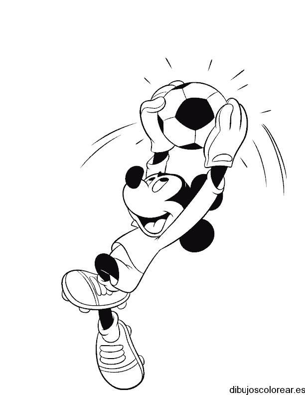 Dibujo de Mickey Mouse lanzando la pelota para colorear