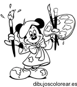 Dibujo de Mickey Mouse pintor para colorear