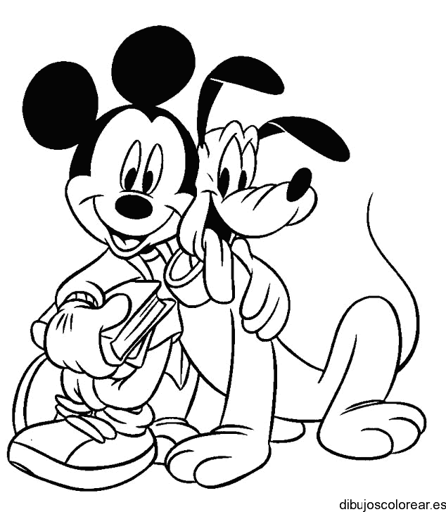 Dibujo de Mickey Mouse y Tribilin camino a casa para colorear