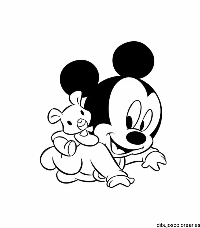 Dibujo de Mickey Mouse y un osito para colorear