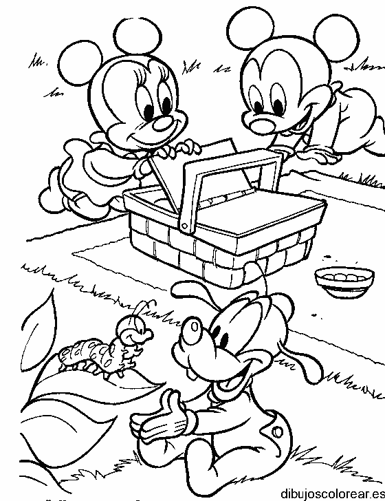 Dibujo de Mickey & Minnie bebés para colorear