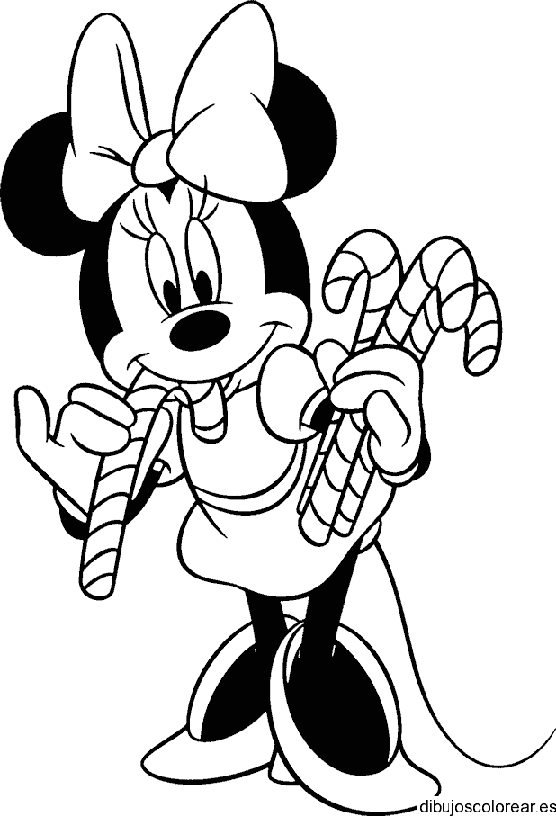 Dibujo de Minnie con caramelos para colorear