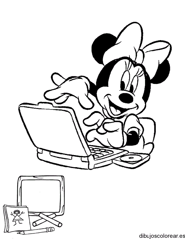 Dibujo de Minnie Mouse en el ordenador para colorear