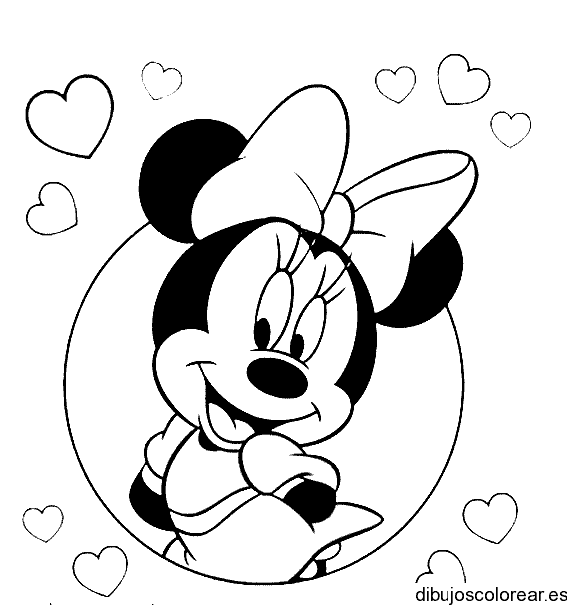 Dibujo de Minnie Mouse enamorada para colorear