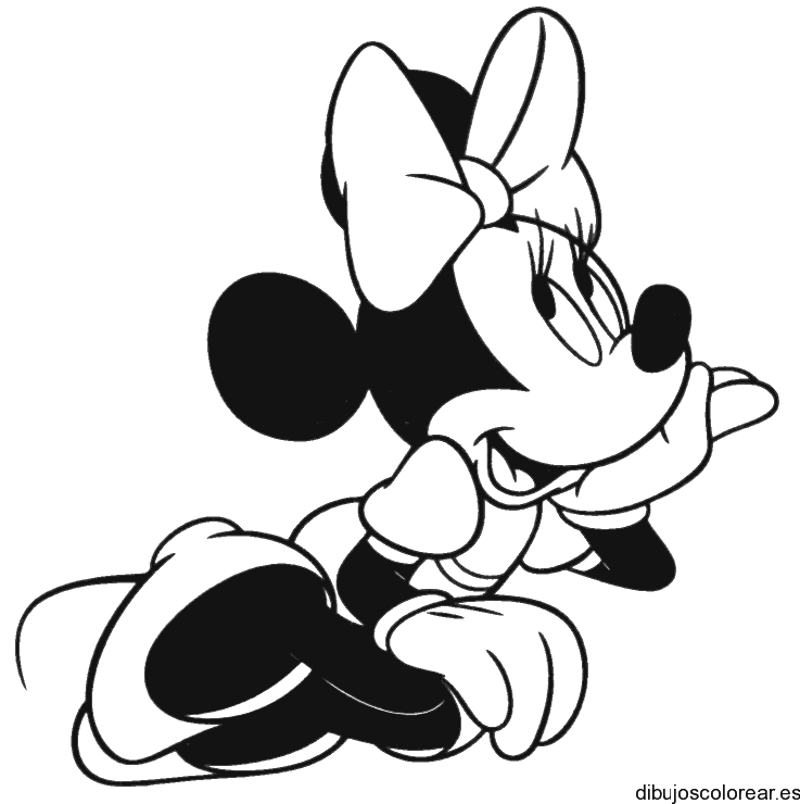 Dibujo de Minnie Mouse pensativa para colorear