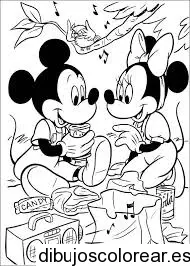 Dibujo de Minnie y Mickey de picnic para colorear