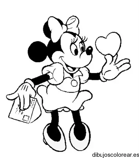 Dibujo de Minnie y un corazón para colorear